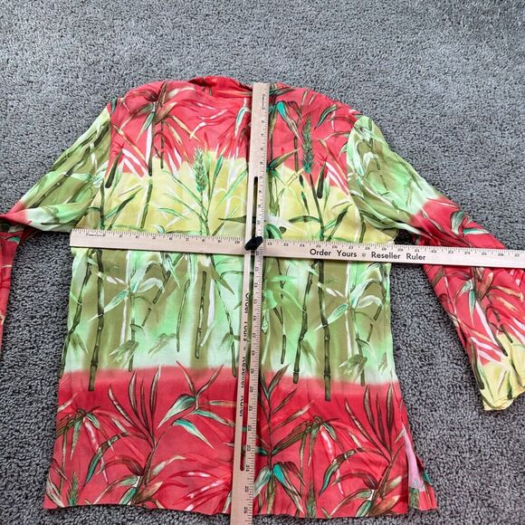 VTG Ruth Norman Top Womens Small P Pink Green Oriental Frog Know Kimono Style - Picture 9 of 10